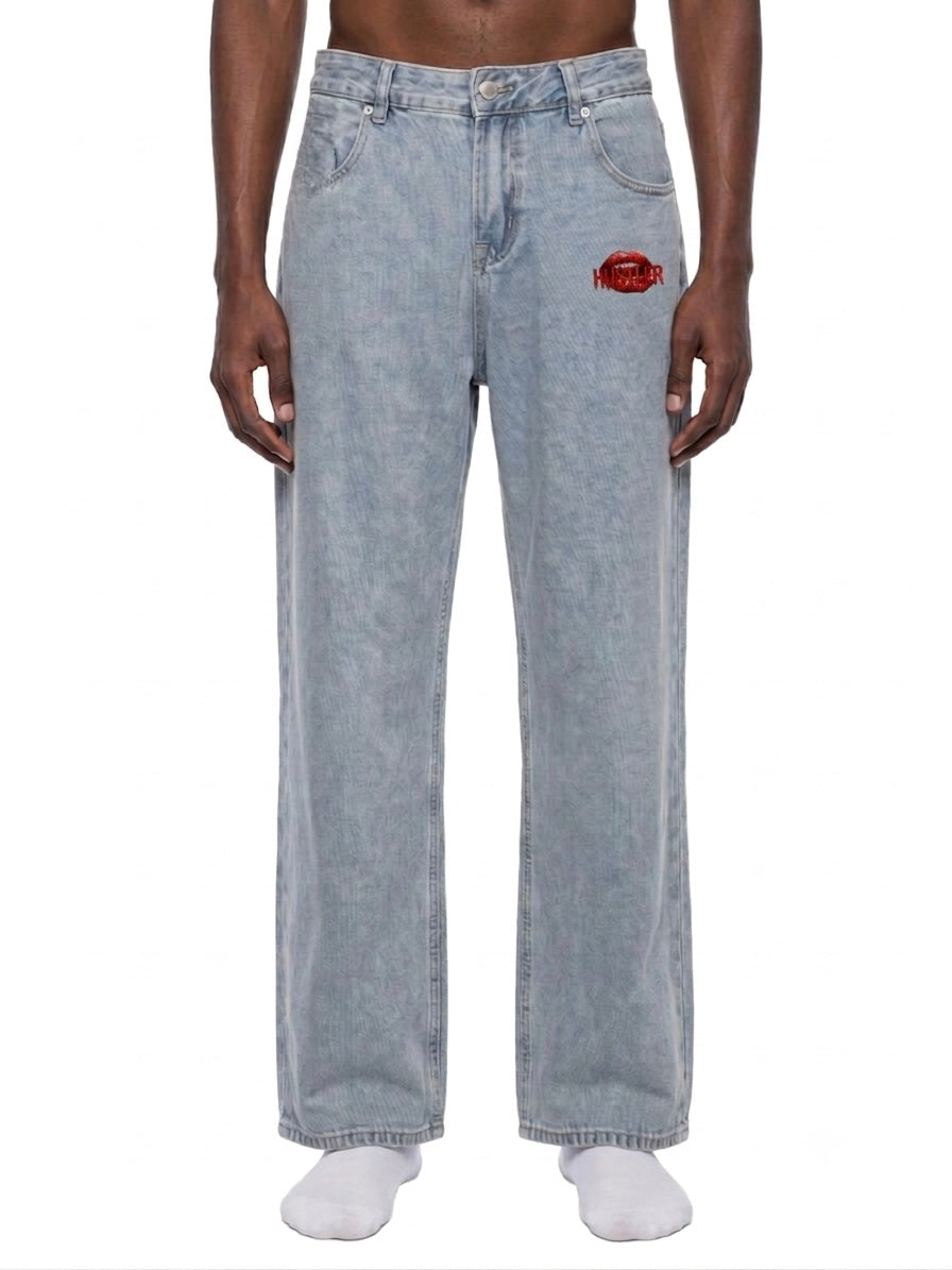 HUSTLER Vintage Wash Straight Leg Jeans