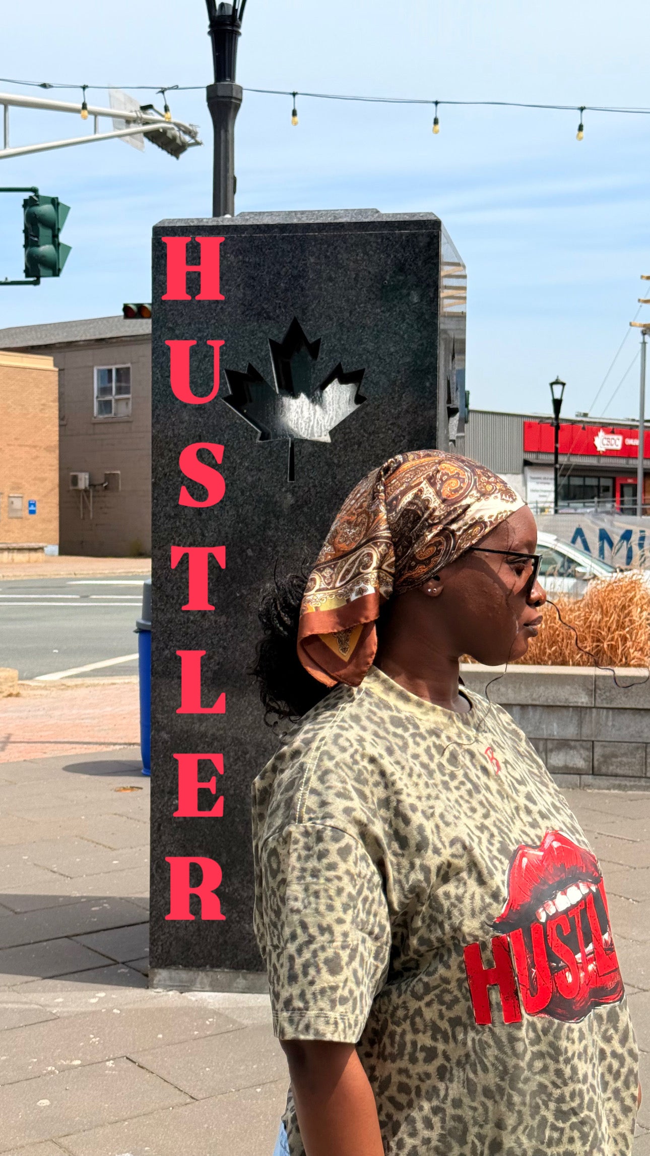 HUSTLER Leopard Boxy T-Shirt