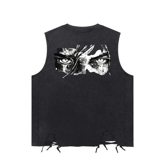 HUSTLER Snow Washed Raw-Hem Tank Top