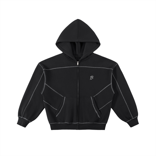 Boxy Fleece Zip Hoodie Beyond