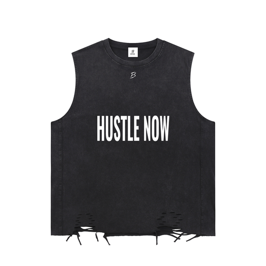 HUSTLER Snow Washed Raw-Hem Tank Top